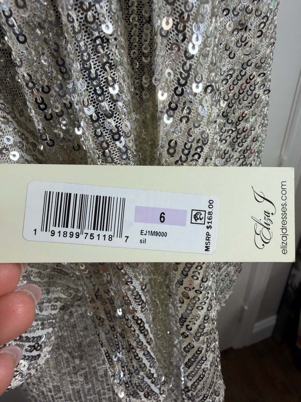Eliza J Sequin Flutter Sleeve Sheath Dress in Silver - Picture 12 of 12
